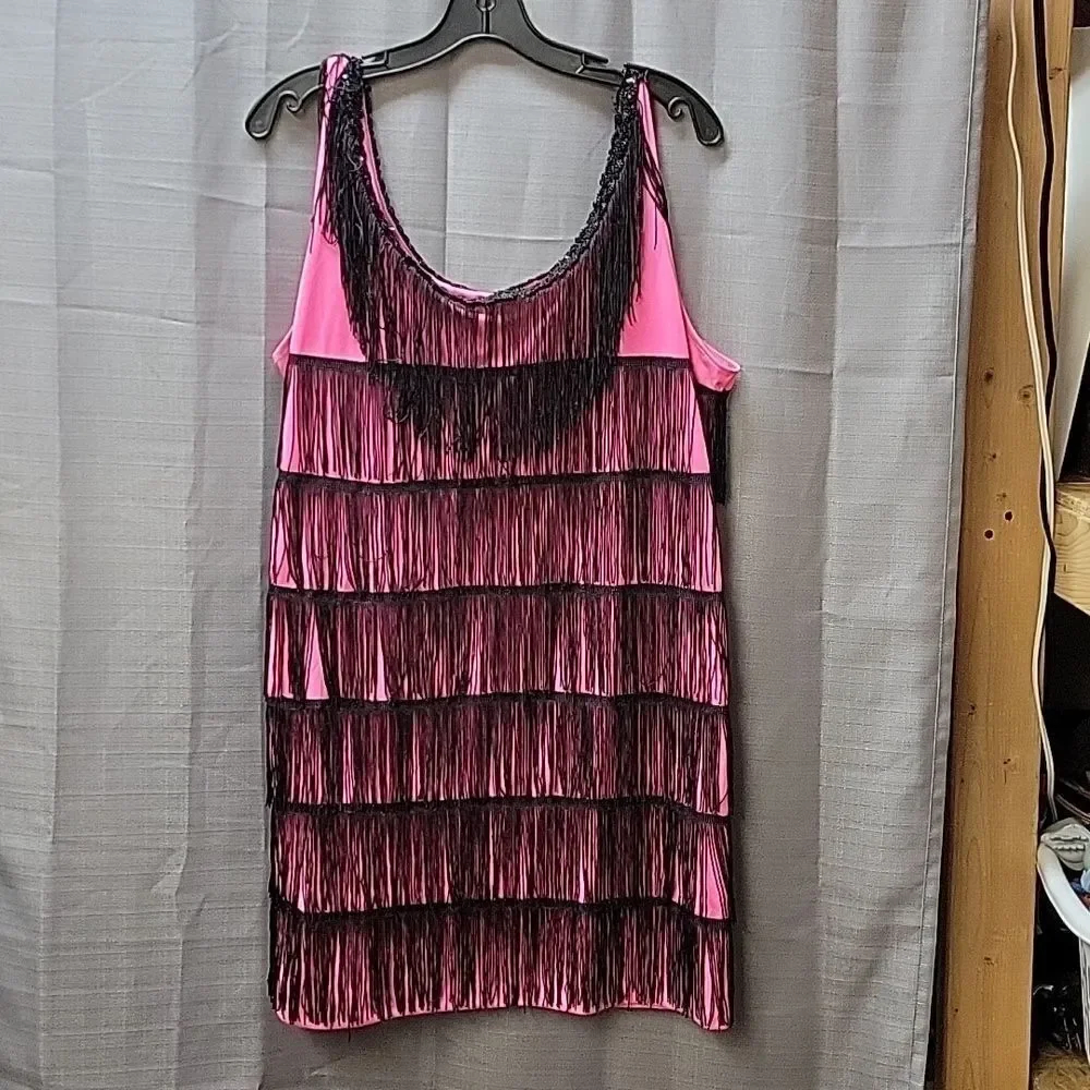 ROARING 20s JAZZY PINK FLAPPER‎ COSTUME  Size M/L 8-12 with EXTRAS!